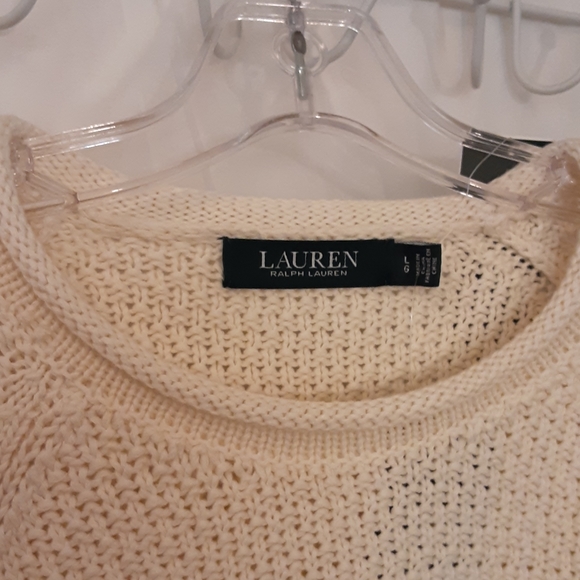 NWT  Lauren Ralph Lauren Sz. L Cream L/S Sweater - Picture 3 of 5